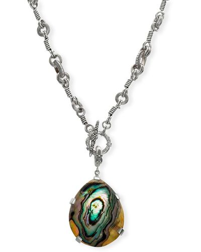 Stephen Dweck Abalone Sterling Silver Pendant Necklace - Metallic