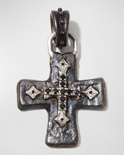 Armenta Sterling Silver & Black Sapphire Cross Pendant, 33mm - Multicolor