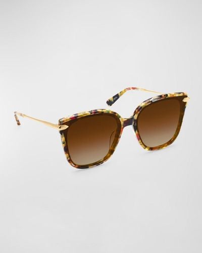 Krewe Dede Nylon Acetate & Metal Butterfly Sunglasses - Brown