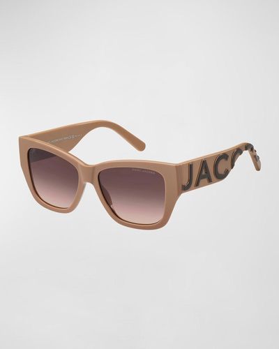 Marc Jacobs Embossed Logo Tonal Acetate Square Sunglasses - Brown