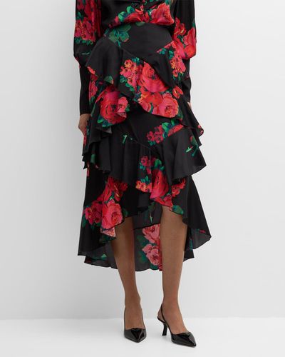 Libertine Seville Rose Tiered Ruffle Midi Skirt