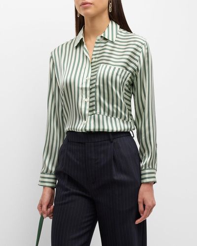 Rails Spencer Striped Silk Shirt - Green