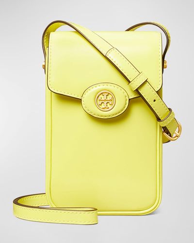 Tory Burch Robinson Leather Phone Crossbody Bag - Yellow