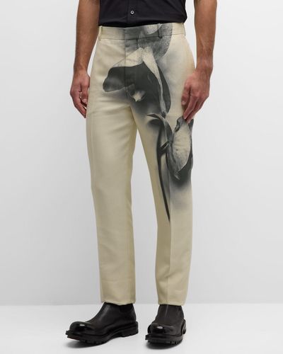 Alexander McQueen Orchid-print Tuxedo Pants - Multicolor