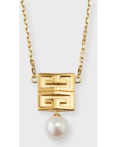 Givenchy 4G Golden Pearly Drop Necklace - Metallic