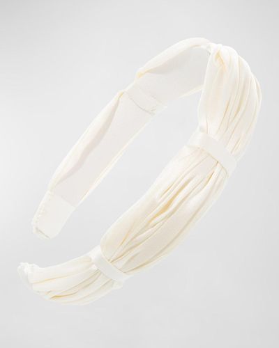 L. Erickson Pleated Bouffant Silk Headband - White