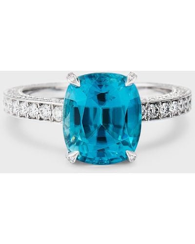 Chopard High Jewelry 18k White Gold One-of-a-kind Zircon Solitaire Ring - Blue
