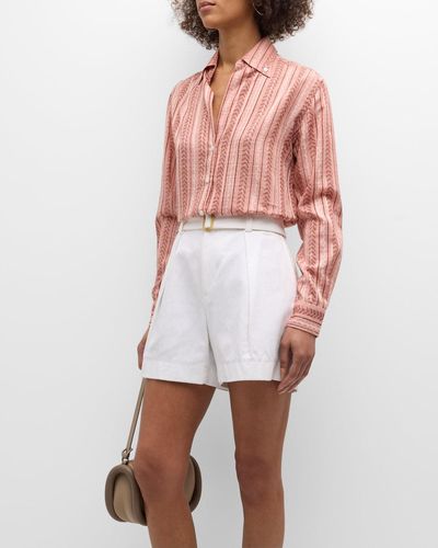 Vanessa Bruno Druyat Striped Vine-Print Shirt - White