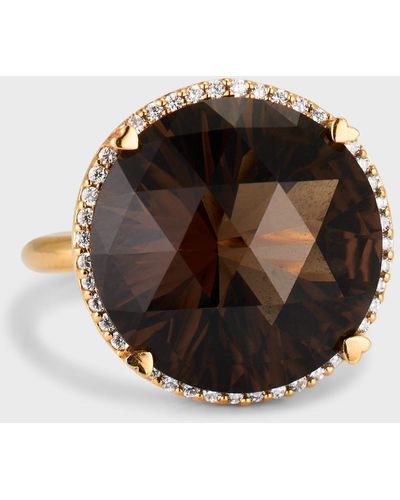 Lisa Nik 18k Rose Gold Smoky Quartz And Diamond Ring, Size 6 - Black