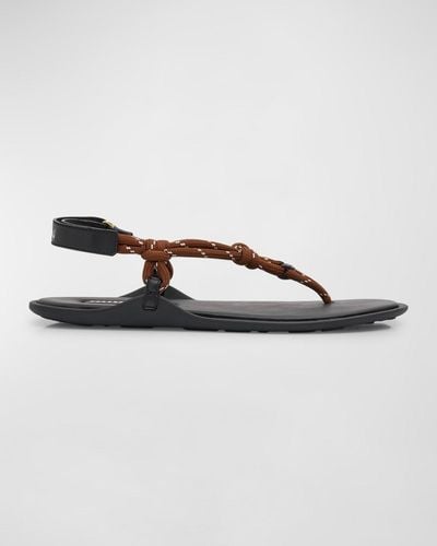 Miu Miu Sporty Rope Thong Slingback Sandals - Metallic