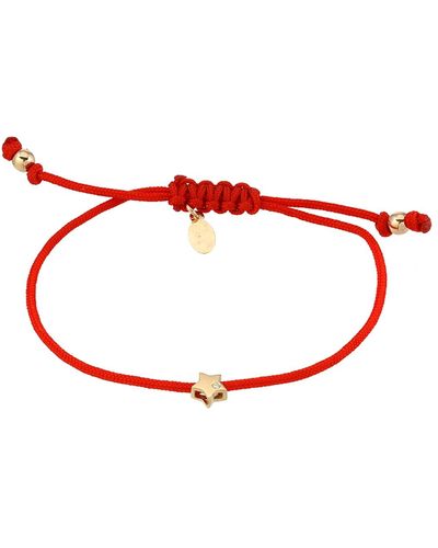 Zoe Lev 14K Fortune 1-Diamond Star Adjustable Bracelet - Red