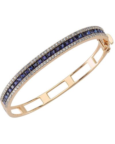 BeeGoddess Mondrian 14k Blue Sapphire And Diamond Hinge Bracelet