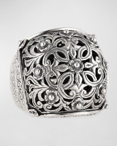 Konstantino Sterling Silver Domed Scroll Ring - Gray