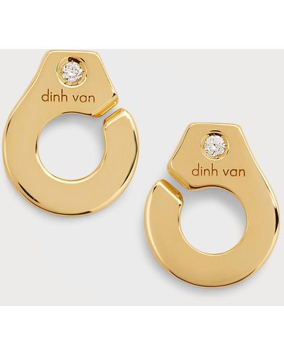 Dinh Van Yellow Gold Menottes R7.5 Stud Earrings With Single Diamonds - Metallic