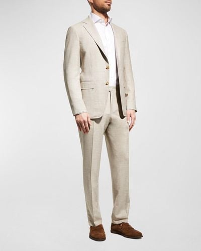 Canali Solid Linen-Blend Suit - Natural