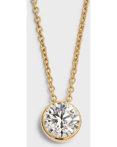 Neiman Marcus Lab Grown Diamond 18K Round Pendant Necklace, 1.5Tcw - Metallic