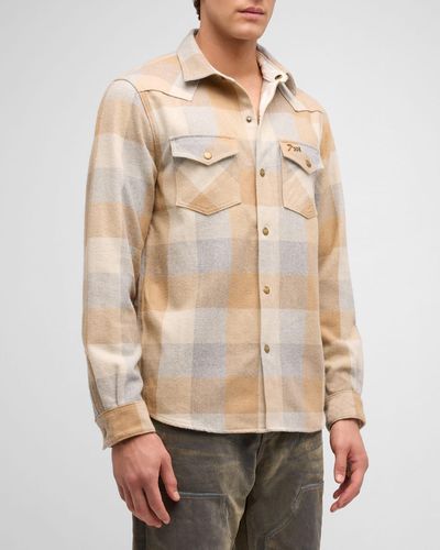 PRPS Plaid Flannel Button-Down Shirt - Natural
