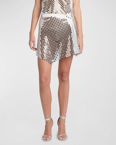 Giorgio Armani Circular Lamé Mirror Wrap Mini Skirt - Metallic