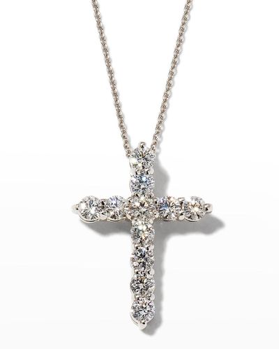 Roberto Coin 18K Diamond Cross Necklace, 20X15Mm - Metallic