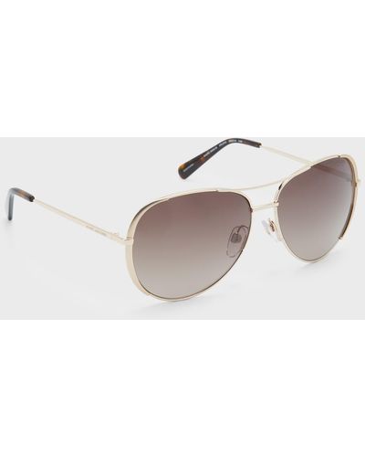 Marc Jacobs Engraved Logo Stainless Steel Aviator Sunglasses - Natural
