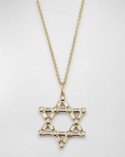 Sydney Evan 14k Gold And Diamond Star Of David Pendant Necklace - Metallic