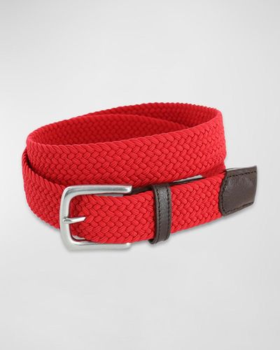 Trafalgar Riverside Woven Rayon Leather Belt - Red