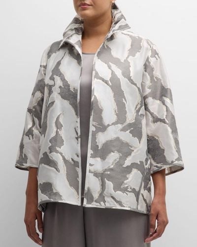 Caroline Rose Plus Plus Size Glam Getaway Metallic Jacket - Gray