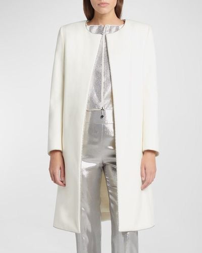 Giorgio Armani Compact Wool Wrap Coat - White