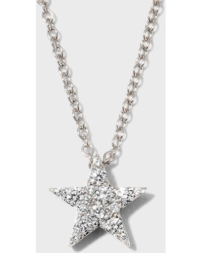 Memoire White Gold Luna Pave Star Pendant Necklace, 18"l