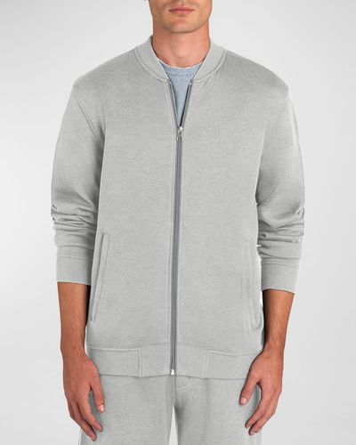 Bugatchi Comfort Long-Sleeve Zip Sweatshirt - Gray