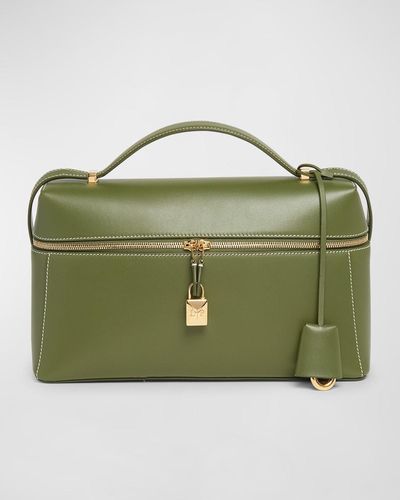 Loro Piana Extra Bag L27 Leather Saddle Bag - Green