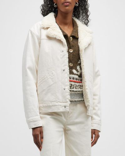 Mother The Off The Grid Sherpa Bomber Jacket - Natural