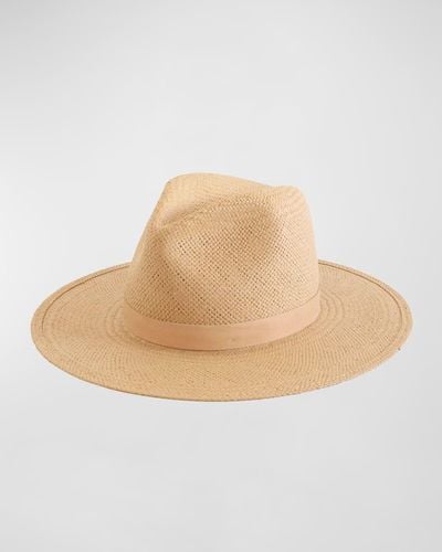 Janessa Leone Simone Packable Straw Fedora Hat - Natural