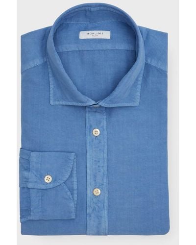 Boglioli Solid Lyocell Dress Shirt - Blue