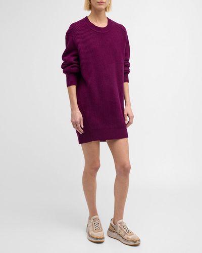 Rag & Bone Pierce Ribbed Cashmere Sweater Dress - Purple