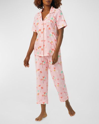 Bedhead Cropped Heart-print Pajama Set - Pink