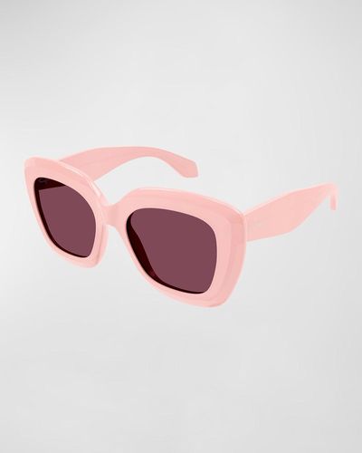 Alaïa Logo Acetate Butterfly Sunglasses - Pink