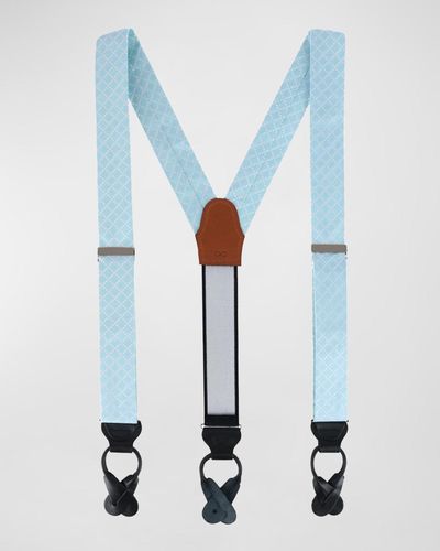 Trafalgar Geometric Silk Suspender Braces - Blue
