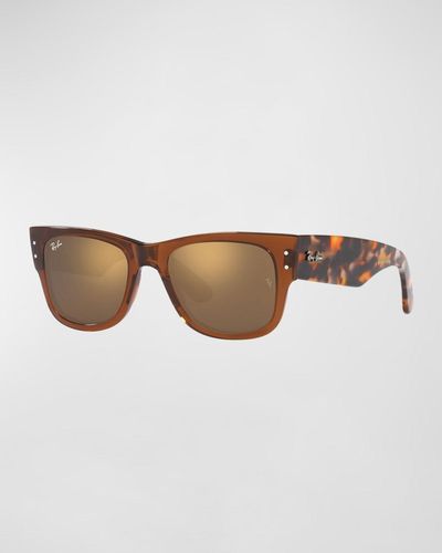 Ray-Ban Mirrored Square Two-Tone Nylon Sunglasses, 51Mm - Brown