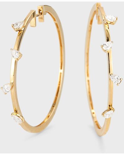 Siena Jewelry 14k Gold Scattered Pear-cut Diamond Hoop Earrings - Metallic