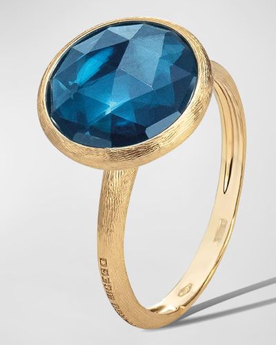 Marco Bicego Jaipur 18k Faceted Round London Blue Topaz Ring, Size 7