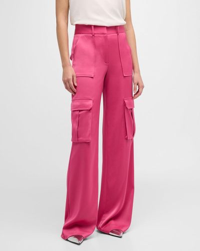 Veronica Beard Saul Silk Cargo Pants - Pink