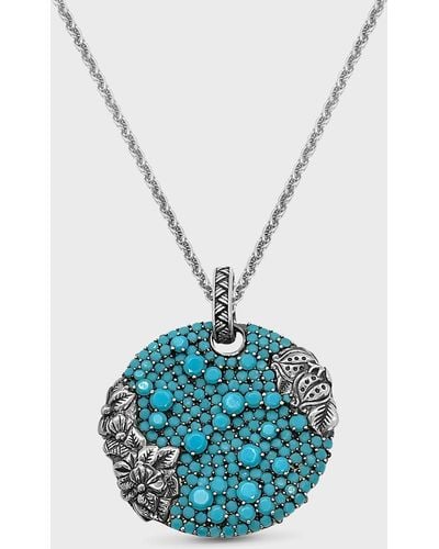 Stephen Dweck Turquoise Pave Pendant Necklace - Blue