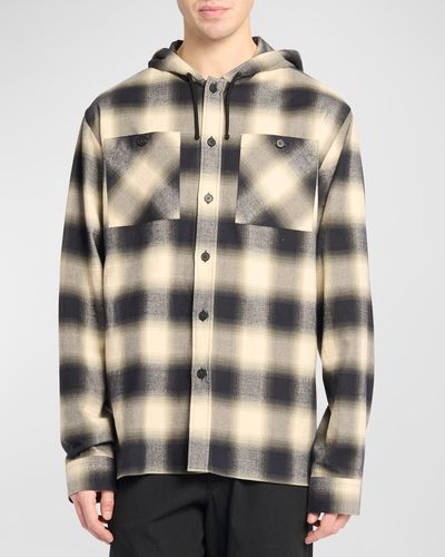 Givenchy Hooded Flannel Button-down Shirt - Natural