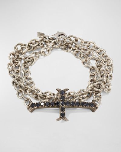Armenta Sterling Triple-Wrap Sapphire Cross Bracelet - Metallic