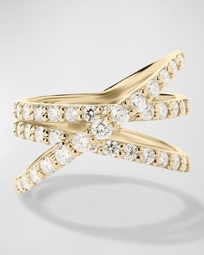 Lana Jewelry 14k Yellow Gold Flawless Criss Cross 3-band Graduating Diamond Ring - Size 7 - Metallic