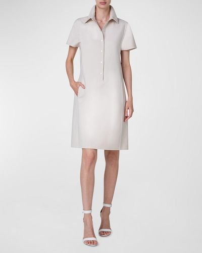 Akris Snap-front Short-sleeve Shirtdress - White