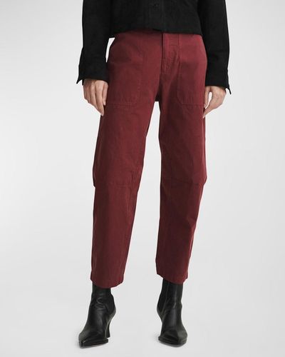 Rag & Bone Leyton Workwear Ankle Pants - Red