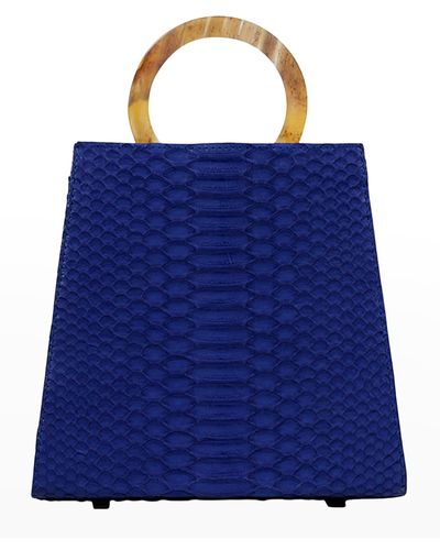 Adriana Castro Azza Python Top-Handle Bag - Blue