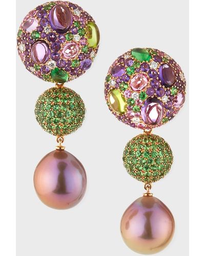 Margot McKinney Jewelry One-of-a-kind 18k Pink Pearl & Mixed-stone Drop Earrings - White